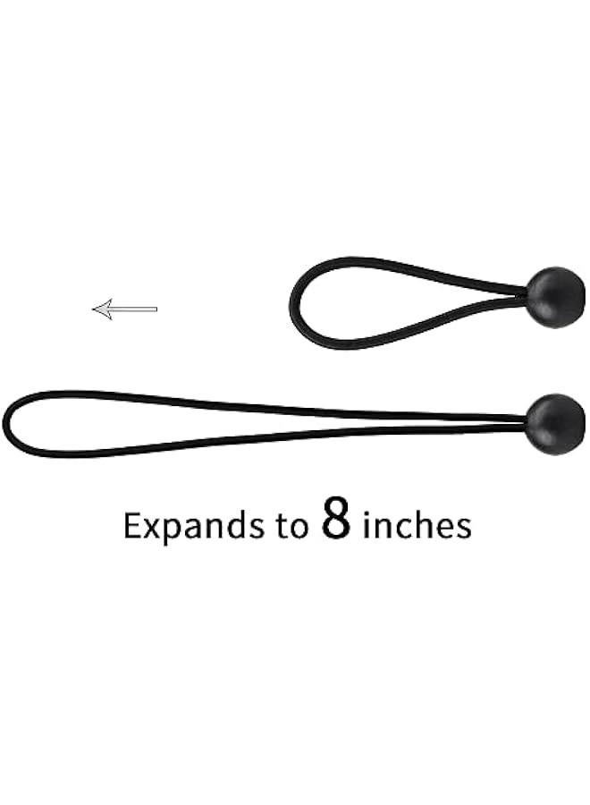 30 Pack Bungee Balls, Black Ball Bungee Heavy Duty Heavyweight 4 inches Tarp Bungee Cords, Weather Resistant Tie Down Strap 4mm Thickness - for Camping, Tents, Cargo, Holding Wire and Hoses