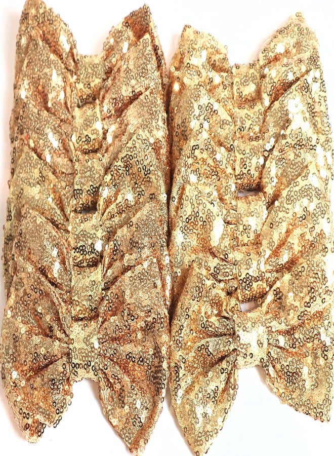 CLGIFT Set of 12 Sequin Hair Accessories - 5 Inches Large Glitter Bows for DIY Crafts, Wholesale (Gold