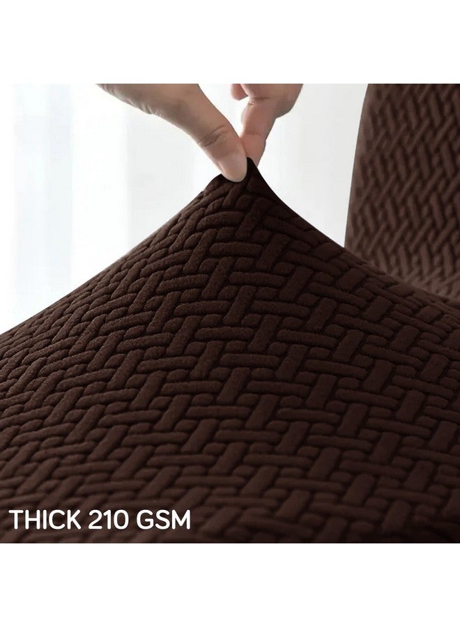HOKIPO HOKIPO Premium 210gsm, Jacquard 3 Seater Recliner Sofa Cover, Chocolate Brown (AR-4974-BR) - Image 4