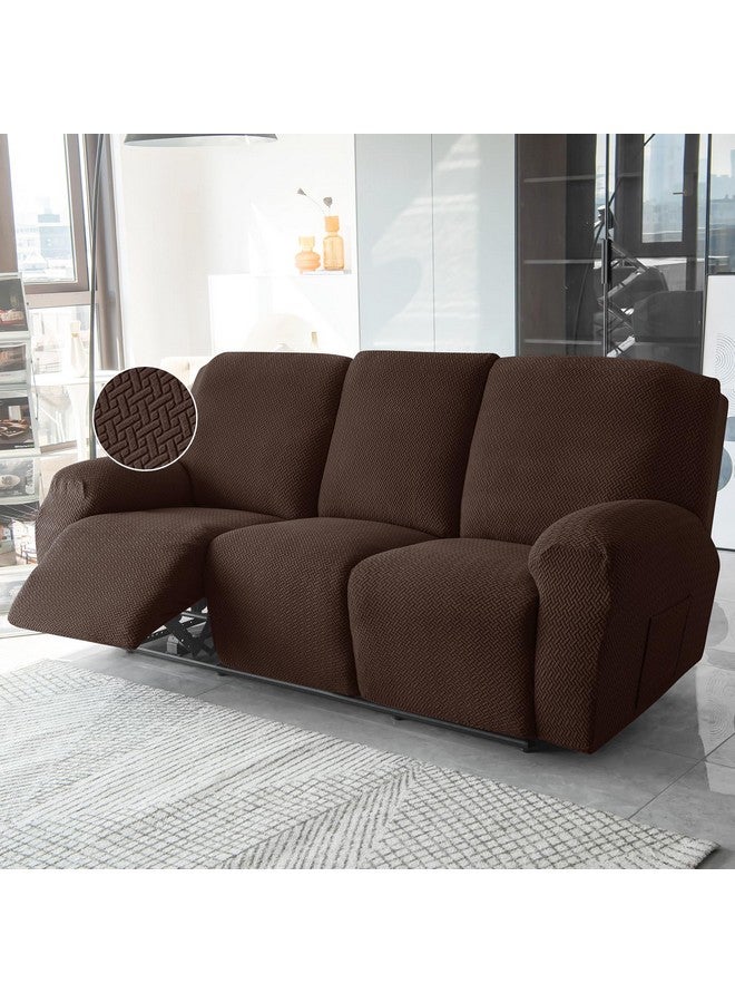 HOKIPO HOKIPO Premium 210gsm, Jacquard 3 Seater Recliner Sofa Cover, Chocolate Brown (AR-4974-BR) - Image 1