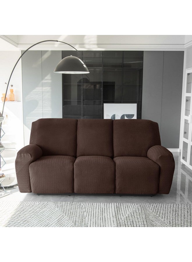 HOKIPO HOKIPO Premium 210gsm, Jacquard 3 Seater Recliner Sofa Cover, Chocolate Brown (AR-4974-BR) - Image 2