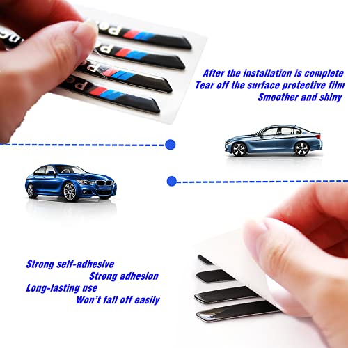 Noi 4PCS 3D Wheel hub Stickers Decorative Stickers M Sticker car Logo Badge Stickers Aluminum Alloy Material（Black） - Image 3