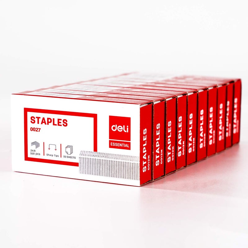 Leven Deli 5,000 Staples, Fits Deli 40 & 60 Sheet Capacity Staplers, 5/16" Leg Length, Jam Free Sharp Chisel Point Design, 10 Boxes of 500 Staples All-round unified build - Image 1