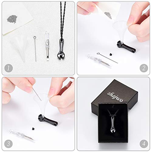 shajwo Wrench Urn Necklace for Ashes for Men Cremation Jewelry for Ashes for Women Hammer Keepsake Memorial Locket Pendant,Black - Image 5