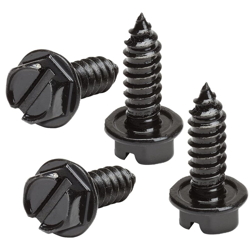 OttoSpeed License Plate Screws with Rustproof Finish - License Plate Screw Kit for Front & Rear Plates - License Plate Bolts for Domestic Vehicles - Stainless Steel Screws for License Plates (4-Pack, Black) - Image 1