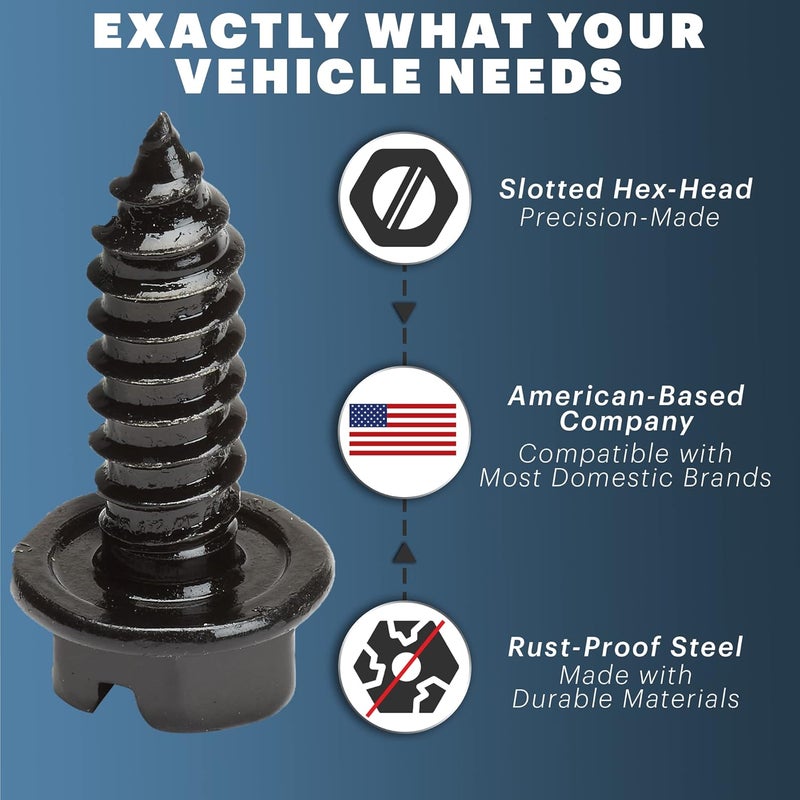 OttoSpeed License Plate Screws with Rustproof Finish - License Plate Screw Kit for Front & Rear Plates - License Plate Bolts for Domestic Vehicles - Stainless Steel Screws for License Plates (4-Pack, Black) - Image 4