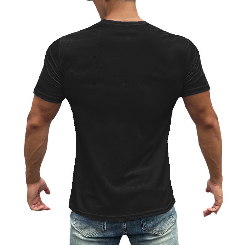Muscle Fitness Quick-Drying Short Sleeve Moisture Wicking Round Neck Training Basketball Breathable Sports Trendy Ins Casual T-Shirt For Men - Image 5