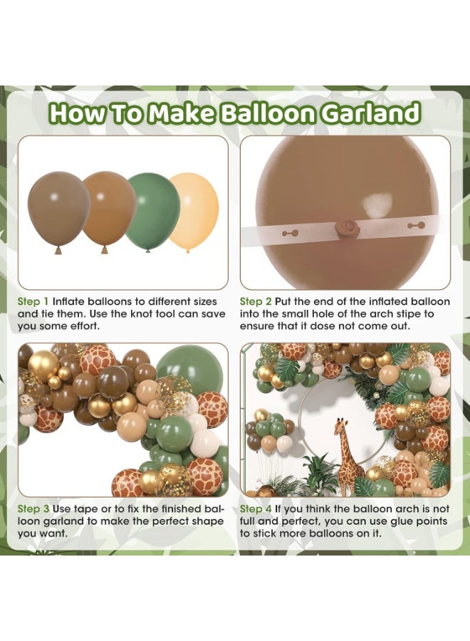 Mitoy 170Pcs Jungle Safari Balloons Garland Kit, Safari Baby Shower Decorations Sage Green Brown & Animal Print Balloons Palm Leaves for Woodland Themed Giraffe Wedding Two Wild One Birthday Party Supplies - Image 3
