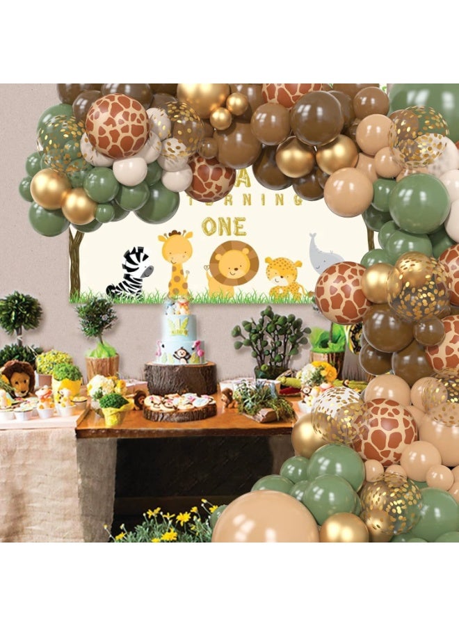Mitoy 170Pcs Jungle Safari Balloons Garland Kit, Safari Baby Shower Decorations Sage Green Brown & Animal Print Balloons Palm Leaves for Woodland Themed Giraffe Wedding Two Wild One Birthday Party Supplies - Image 5