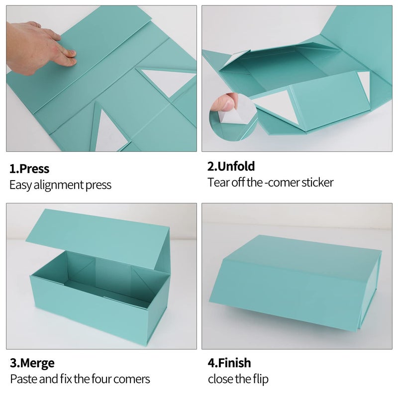 ROSTELACK Gift Box 12" x 6" x 4" with Magnetic Closure Lid Gifts Boxe for Presents,Bridesmaid Gifts Boxes,Cute Box,Birthday Gift Boxe,Luxury for Gifts Packaging, Magnetic Gift Boxes for Wrapping Gifts (Light Blue) - Image 3