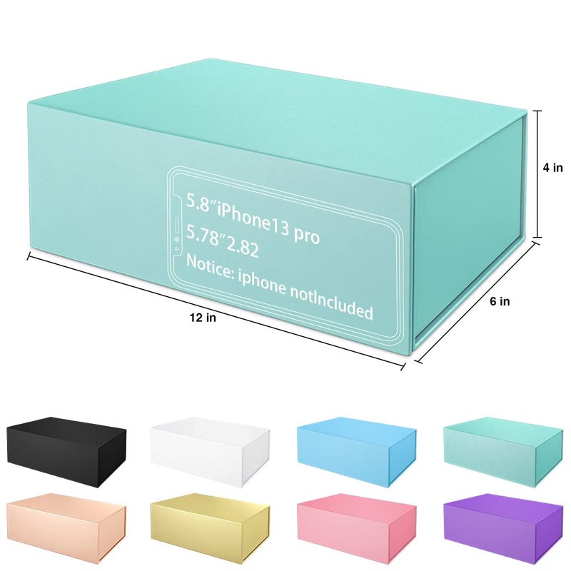 ROSTELACK Gift Box 12" x 6" x 4" with Magnetic Closure Lid Gifts Boxe for Presents,Bridesmaid Gifts Boxes,Cute Box,Birthday Gift Boxe,Luxury for Gifts Packaging, Magnetic Gift Boxes for Wrapping Gifts (Light Blue) - Image 2