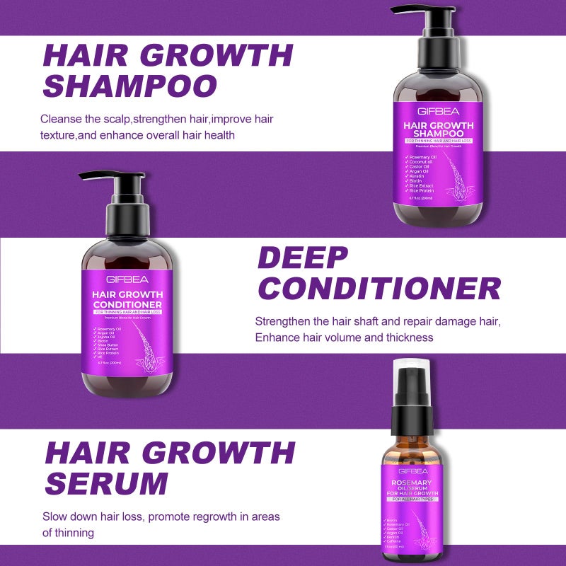 GIFBEA Hair Growth Shampoo and Conditioner Set With Rosemary, Biotin, Argan, and Castor Oils for Thinning, Damaged, Curly Hair - Image 4