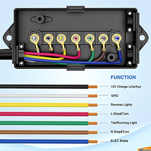 Nilight Heavy Duty 7 Way Inline Trailer Plug 8 Feet Connector Cable 7Pin RV Round Extension Wiring Harness Weatherproof Junction Box for RV Towing Car - Image 2