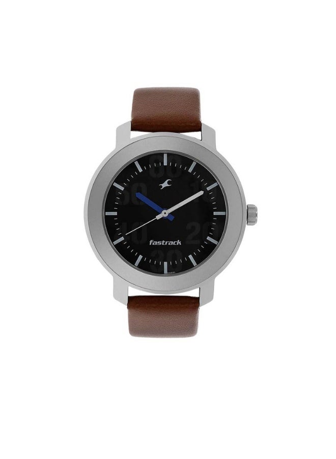 fastrack 3121SL01 Men’s Analog Watch – Black Dial, Brown Leather Strap, Quartz Movement - Image 1