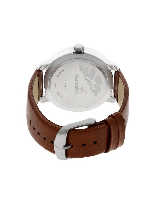 fastrack 3121SL01 Men’s Analog Watch – Black Dial, Brown Leather Strap, Quartz Movement - Image 4