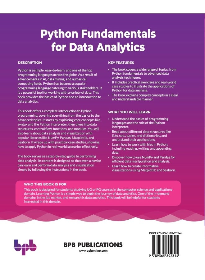 Python Fundamentals for Data Analytics: Understand and analyse variety of data in minutes (English Edition) - Image 2
