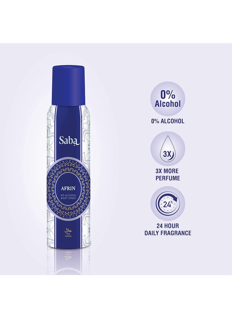 Saba Kombucha Saba Afrin Halal NonAlcoholic Deodorant Body Spray 150 ml Infused with Gardenica Flower and Rose Petals Fragrance LongLasting Freshness Perfumed  - Image 2