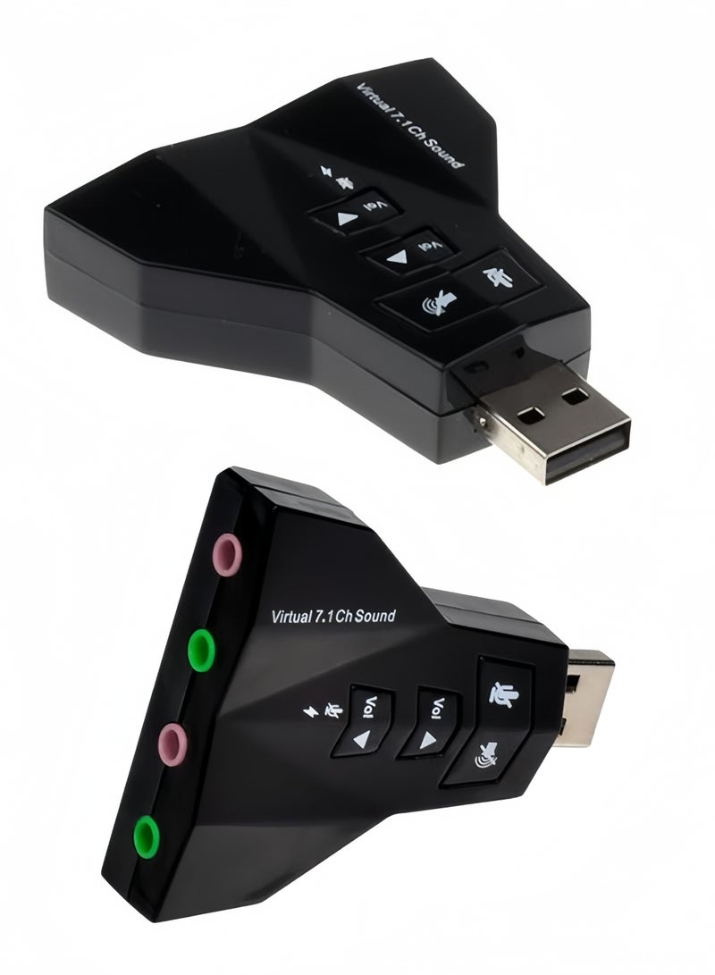 1PC Virtual 7.1 Channel USB Sound Card Black - Image 1