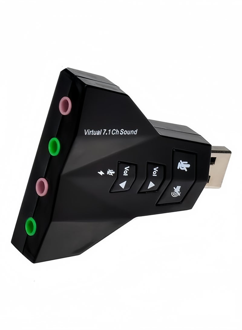 1PC Virtual 7.1 Channel USB Sound Card Black - Image 4
