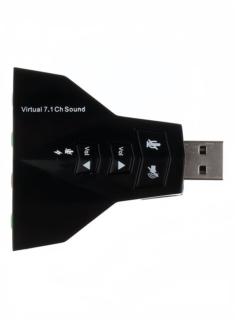 1PC Virtual 7.1 Channel USB Sound Card Black - Image 5