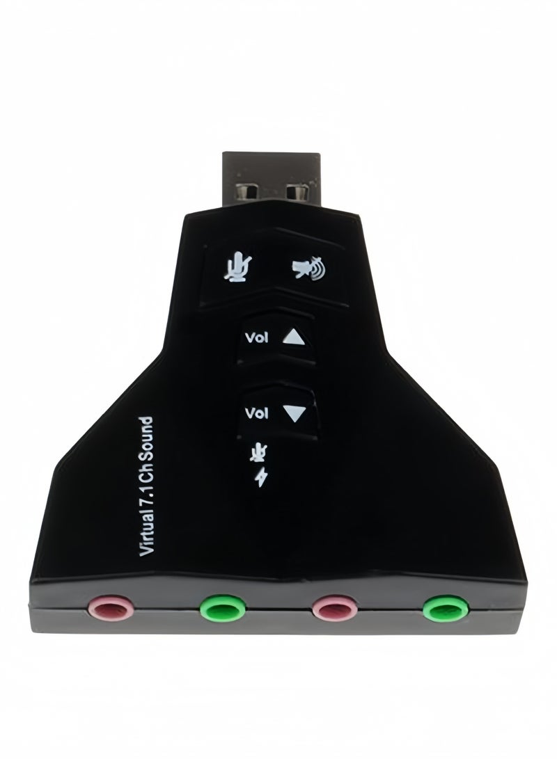 1PC Virtual 7.1 Channel USB Sound Card Black - Image 3