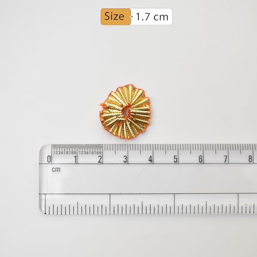 Embroiderymaterial 1.7 CM Gota Patti Flowers Appliques Patches for Embroidery Decoration and Craft Making 100 Pieces (Gold Color) - Image 4