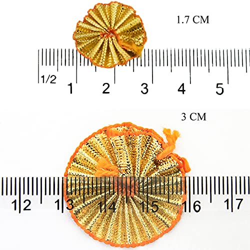 Embroiderymaterial 1.7 CM Gota Patti Flowers Appliques Patches for Embroidery Decoration and Craft Making 100 Pieces (Gold Color) - Image 2