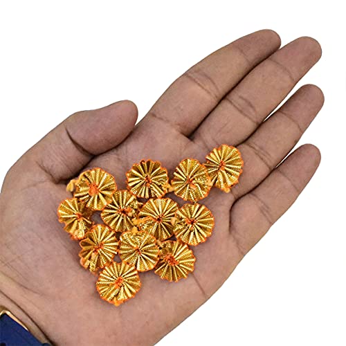 Embroiderymaterial 1.7 CM Gota Patti Flowers Appliques Patches for Embroidery Decoration and Craft Making 100 Pieces (Gold Color) - Image 3