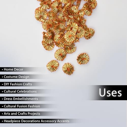 Embroiderymaterial 1.7 CM Gota Patti Flowers Appliques Patches for Embroidery Decoration and Craft Making 100 Pieces (Gold Color) - Image 5