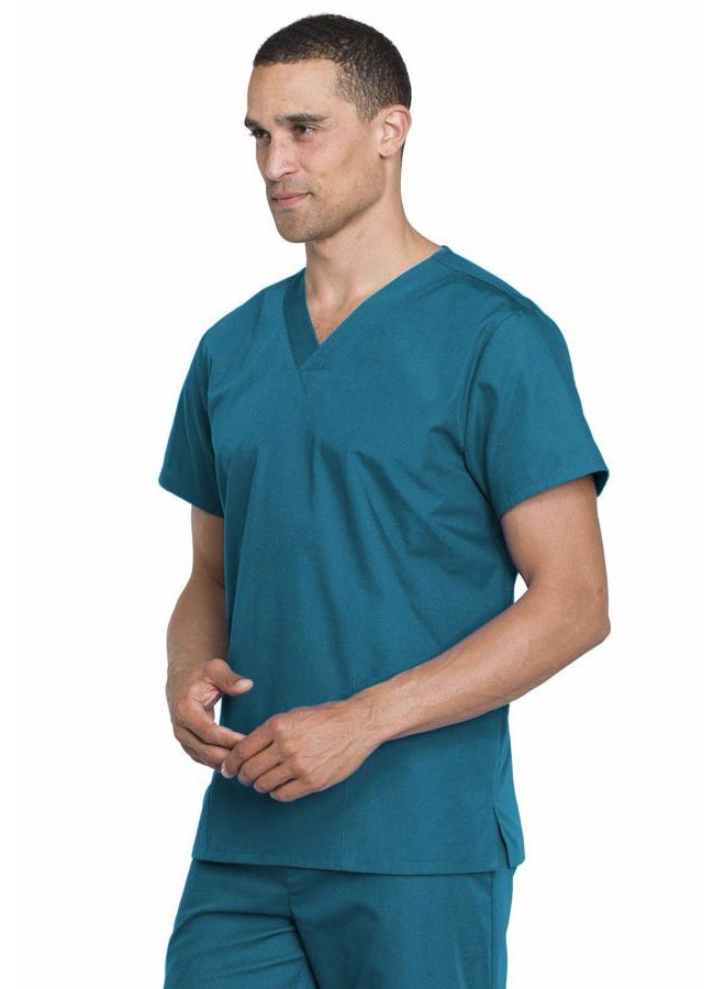 Cherokee Women's Unisex Top and Scrub Pant Set, Caribbean Blue, L - Image 4