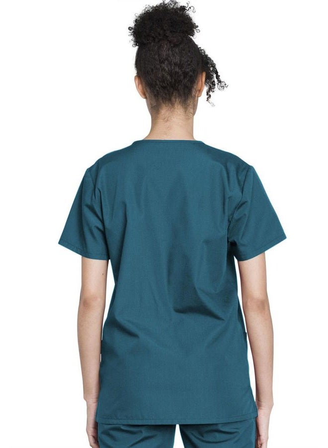 Cherokee Women's Unisex Top and Scrub Pant Set, Caribbean Blue, L - Image 5