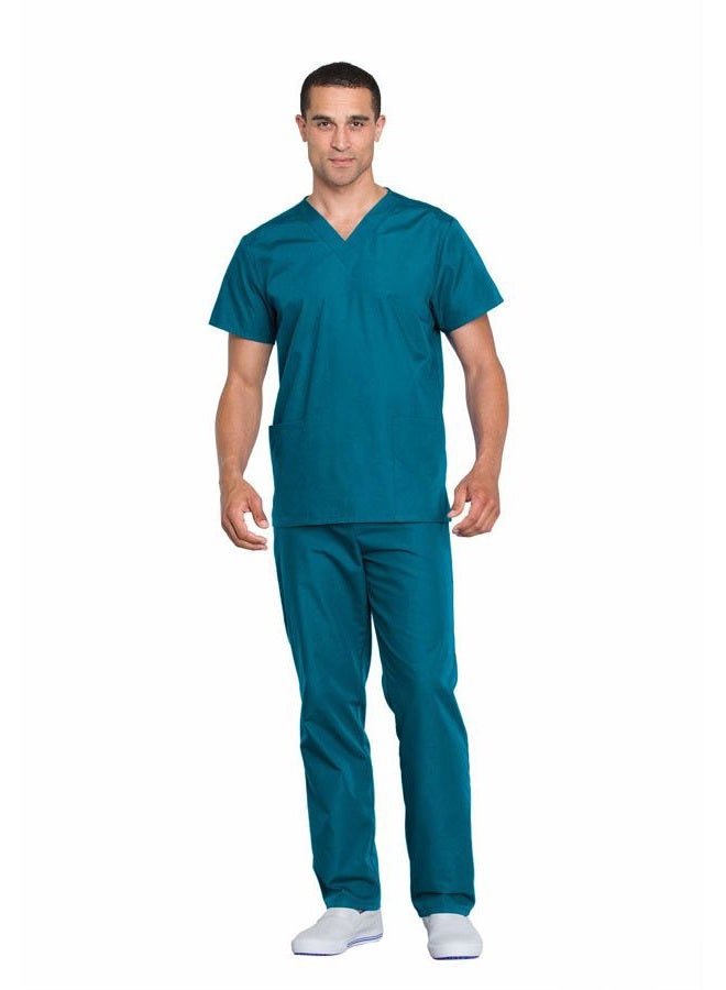 Cherokee Women's Unisex Top and Scrub Pant Set, Caribbean Blue, L - Image 2