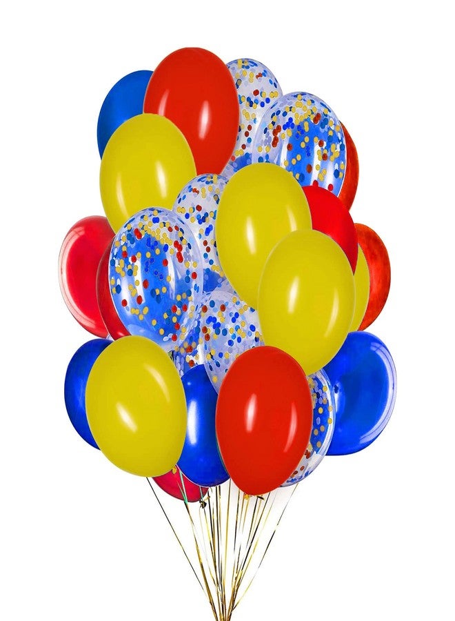 Aimto Red Yellow Blue Balloons,Red Yellow and Blue Confetti Balloon for Carnival Circus Birthday Party,12 Inch,Pack of 50 - Image 1