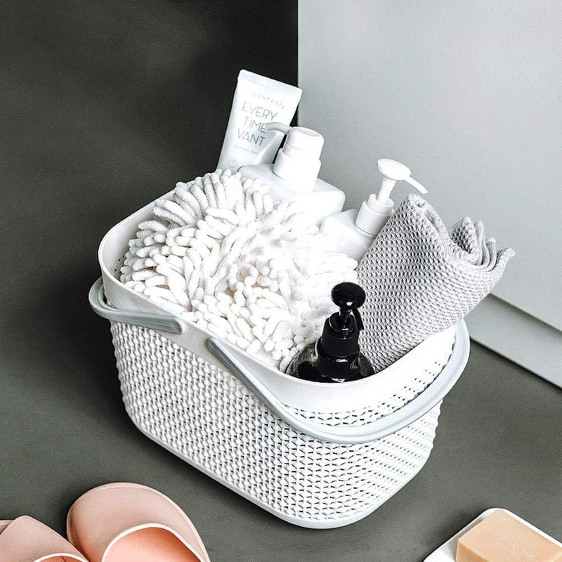 UUJOLY Portable Shower Caddy Basket Tote, Plastic Storage Basket with Handles Organizer Bins for Kitchen Bathroom College Dorm, White 2 Pack - Image 5