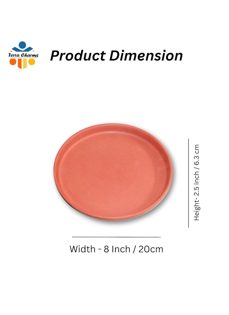 Terra Charms Terra Charms 8 Inch Clay Plate for Snacks Traditional Earthenware Serving Plate for Cultural Ethnic Foods EcoFriendly  - Image 3