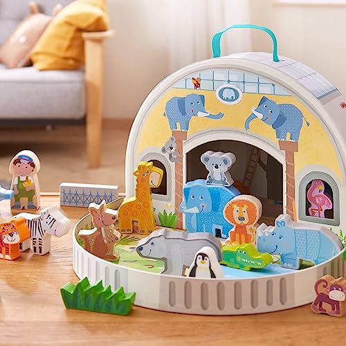 HABA Wooden Animal Playset Play World at The Zoo STEM Educational Toy with Zoo Animals Accessories Preschool Learning Toy for Ages 2 Made in Germany - Image 5