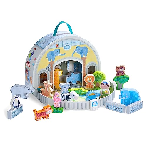 HABA Wooden Animal Playset Play World at The Zoo STEM Educational Toy with Zoo Animals Accessories Preschool Learning Toy for Ages 2 Made in Germany - Image 1