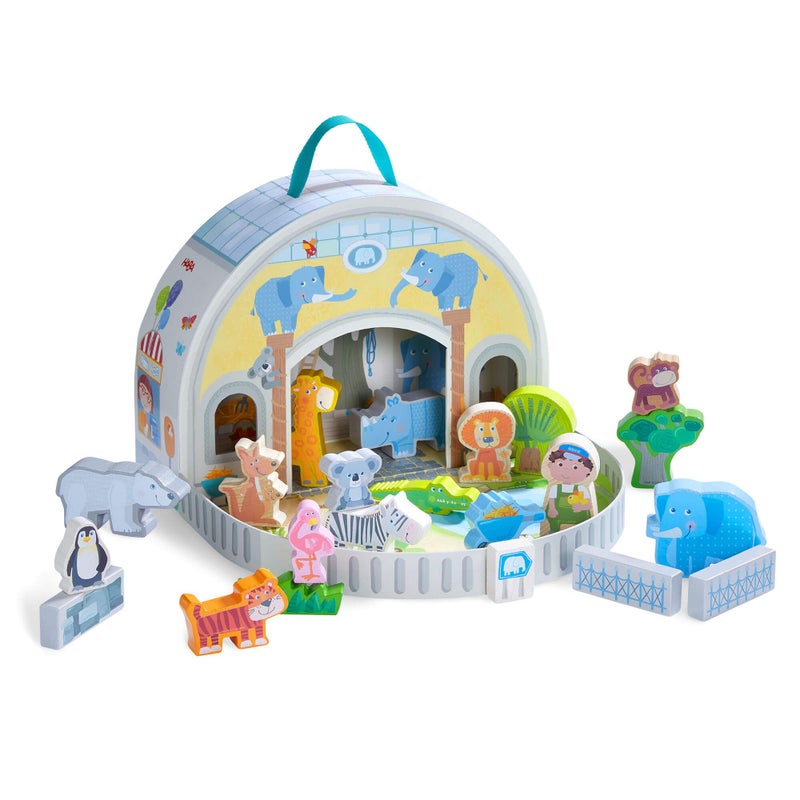 HABA Wooden Animal Playset Play World at The Zoo STEM Educational Toy with Zoo Animals Accessories Preschool Learning Toy for Ages 2 Made in Germany - Image 3
