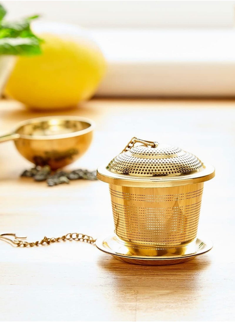 Generic - Premium Loose Leaf Tea Infuser Set of 2 with Tea Scoop and Drip Tray for Effortless Brewing Experience - Image 1