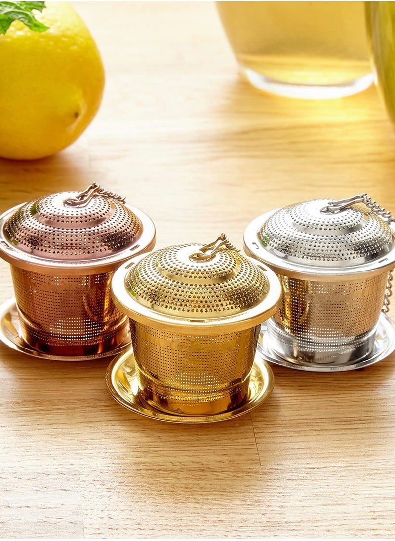 Generic - Premium Loose Leaf Tea Infuser Set of 2 with Tea Scoop and Drip Tray for Effortless Brewing Experience - Image 1