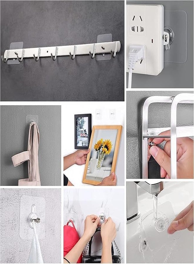KRISHANVI Adhesive Screw Hooks for Wall Without Drilling, Adhesive Screw Hooks for Wall Heavy Duty Strong Nail Free Hanging, Kitchen Accessories Items (Nail Hook, Transparent) Stainless Steel (2) - Image 2