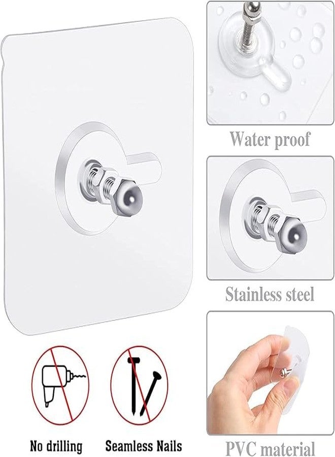 KRISHANVI Adhesive Screw Hooks for Wall Without Drilling, Adhesive Screw Hooks for Wall Heavy Duty Strong Nail Free Hanging, Kitchen Accessories Items (Nail Hook, Transparent) Stainless Steel (2) - Image 3