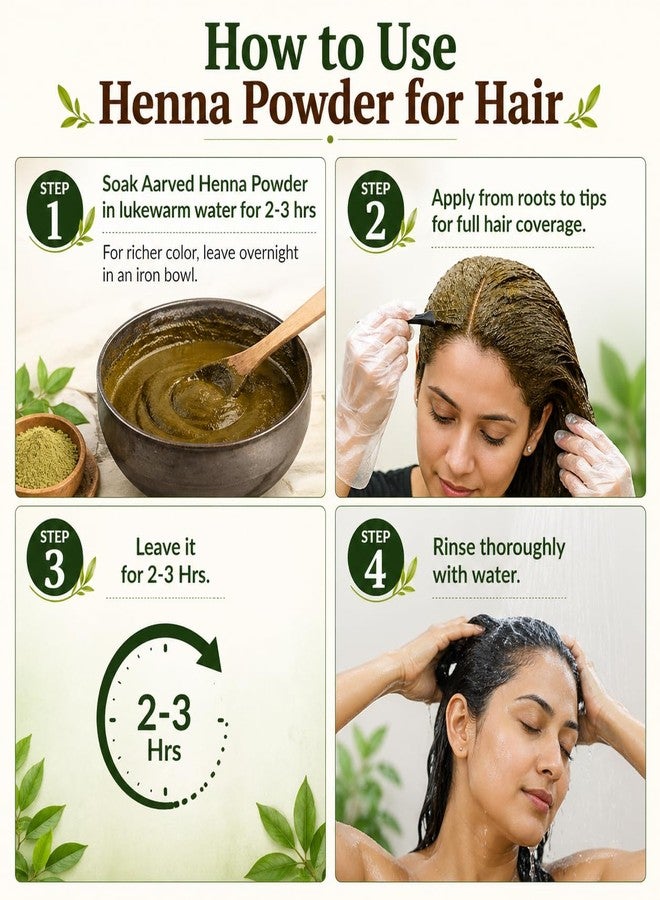 AarVed Natural Herbal Henna Powder for Color & Conditioning (100g x Pack of 2) Fine Texture for Easy Mixing | Suitable for Men & Women's Regular Use | Chemical Free Traditional Hair Care Ingredient - Image 2