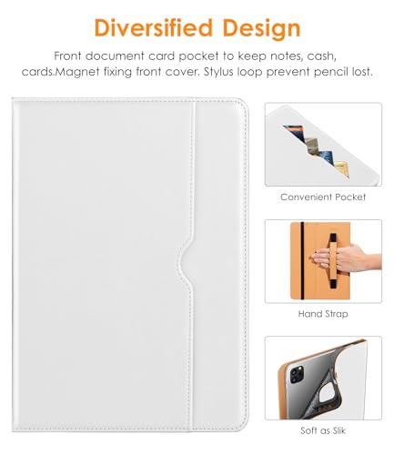 DTTO for iPad Pro 12.9 6th / 5th / 4th / 3rd Generation Case 2022/2021/2020/2018, Leather Folio Stand Cover with Built-in Apple Pencil Holder -Auto Wake/Sleep and Multi Viewing Angles, White - Image 4