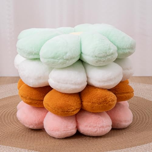 JZNEXD 2 Pcs Flower Pillow Daisy Preppy Throw Pillows Set, Cute Teen Girls Bedroom Preppy Room Decor Aesthetic Decorative Throw Pillows for Bed Sofa Chair Home Decor (Pink & White) - Image 2
