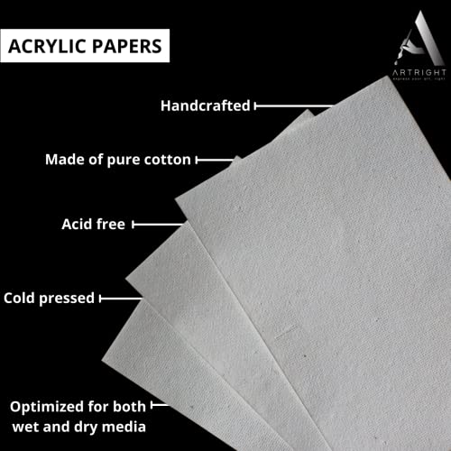 ArtRight White Net Handmade Papers (280 GSM) Ultra Premium fine Textured Dotted Handmade Watercolor Papers for Watercolour, Acrylic, Ink and Mixed Media (A4-20) - Image 4