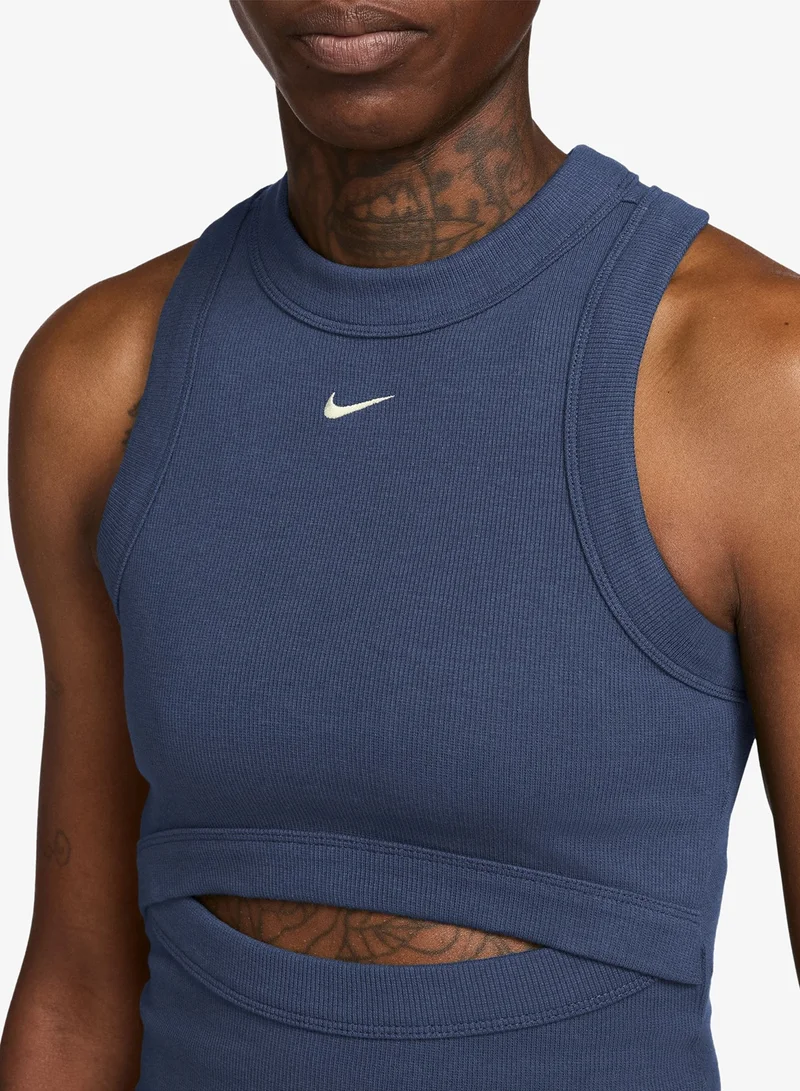 Nike MYSTIC NAVY/(SAIL) Nsw Chill Knitted Ribbed Tank for Women | Best Price UAE
