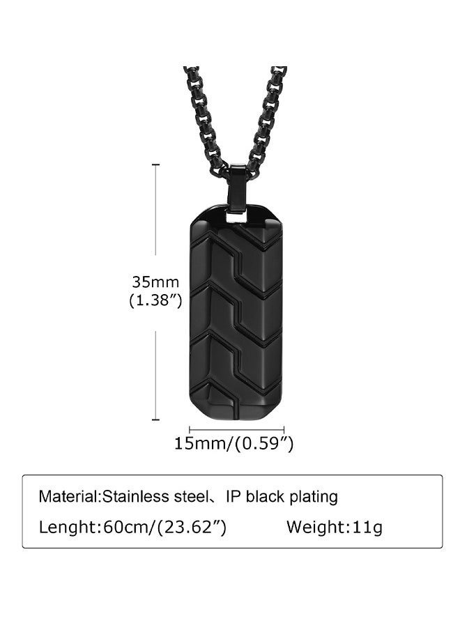 HS Stainless Steel Geometric Tire Pattern Men's Pendant Necklace (Black, 60CM)  - Image 3
