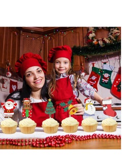 Generic 13 Pcs Christmas Cake Toppers Decoration Christams Themed Santa Snowman Deer Bell Cup Cake Toppers Xmas Cake Topper Christmas Cake Decoration for Christmas Party  - Image 3