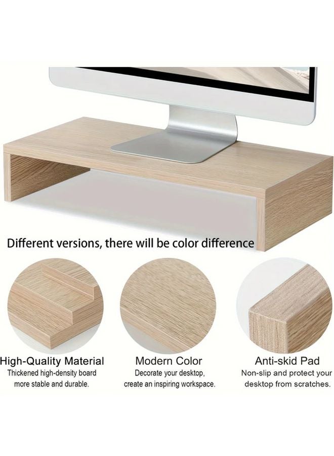 حامل شاشة خشبي مرتفع مع منظم لوحة مفاتيح مثبت على المكتب للكمبيوتر أو الكمبيوتر المحمول أو التلفزيون - Image 4